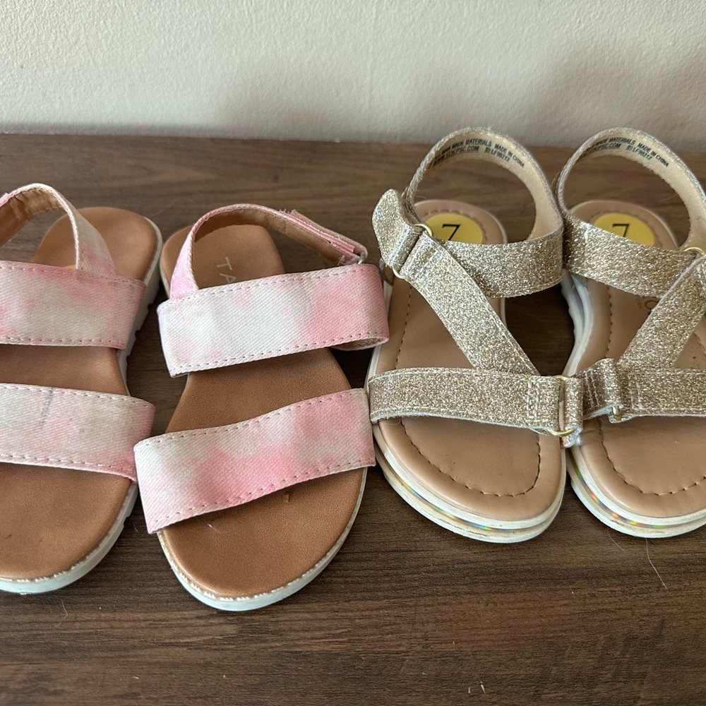 Set of  Pink and Gold Sparkle Toddler Girl Sandals